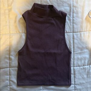 Zara High Neck Ribbed Tank Top - Rich Purple